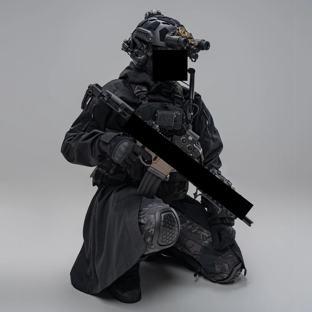 Traje de pescado volador mejorado, bata larga hecha de tela crepé de lino de imitación de algodón, chaleco con capa adjunta, bata de combate - imagen 2