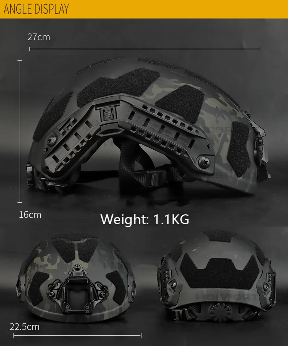 Casco protector de Tiro Militar SF, casco táctico de corte súper alto, rápido, grueso, resistencia al impacto, trayectoria de seguridad - imagen 5