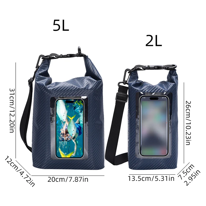 Bolsa de natación ligera de 2L y 5L, bolsa impermeable, bolsa seca con pantalla táctil, deporte al aire libre, pesca, deriva, senderismo, canotaje, bolsa para teléfono - imagen 2