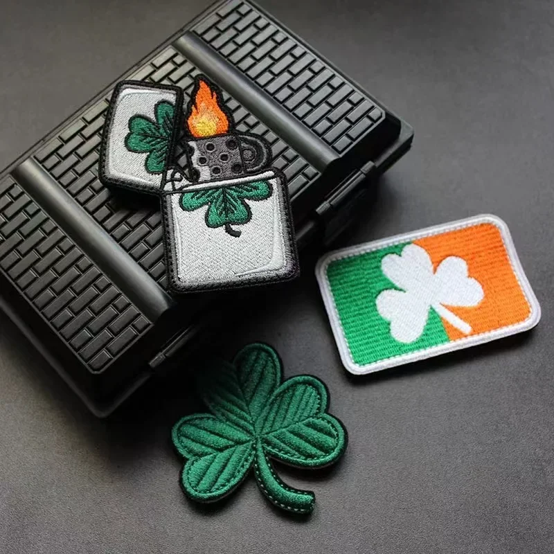 Trébol mechero parches bordados, brazalete táctico, insignia de moral DIY, equipo al aire libre, mochila, pegatina decorativa - imagen 4