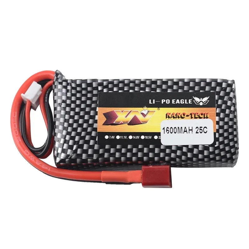 Batería Lipo de 7,4 v, 1600mah, 25C, con enchufe en T, para XLH 9125, Control remoto, piezas de repuesto para coche Rc - imagen 4