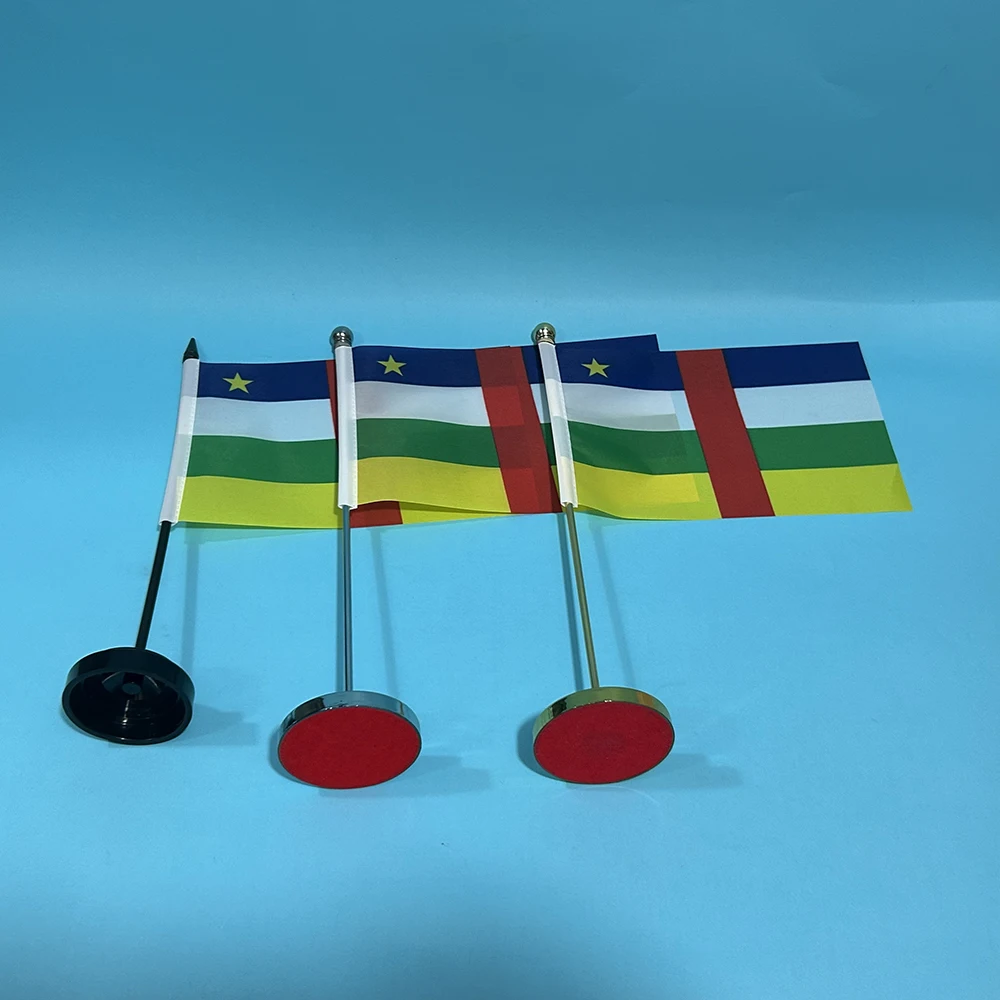 Bandera de esquí, bandera de escritorio de oficina de la República Central Africana, 14x21cm, bandera nacional de poliéster CAF, adornos de escritorio, banderas - imagen 2