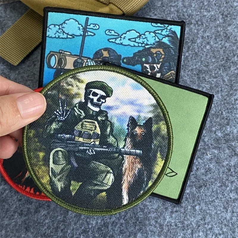 Parches estampados de la serie Skull Soldier, insignia de moral táctica, gancho y bucle, brazalete, mochila, pegatinas de ropa - imagen 4