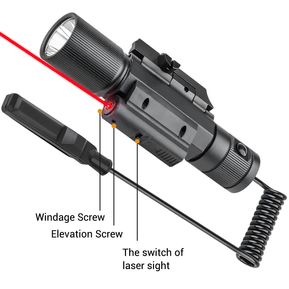 Luz de pistola, mira láser roja y verde, Combo de pistola de caza, linterna montada en riel para Rifles de pistola con interruptor de presión remoto - imagen 2