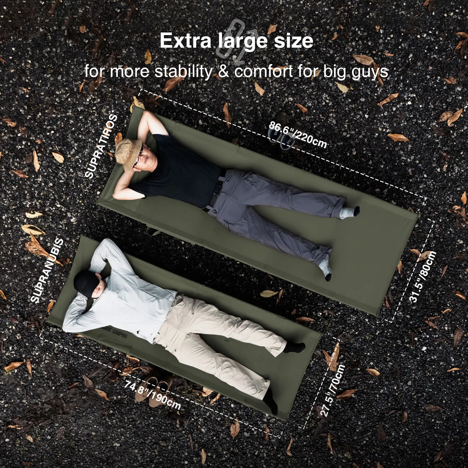 OneTigris cama plegable camping SUPRATIROS XXL ajustable en altura - imagen 4