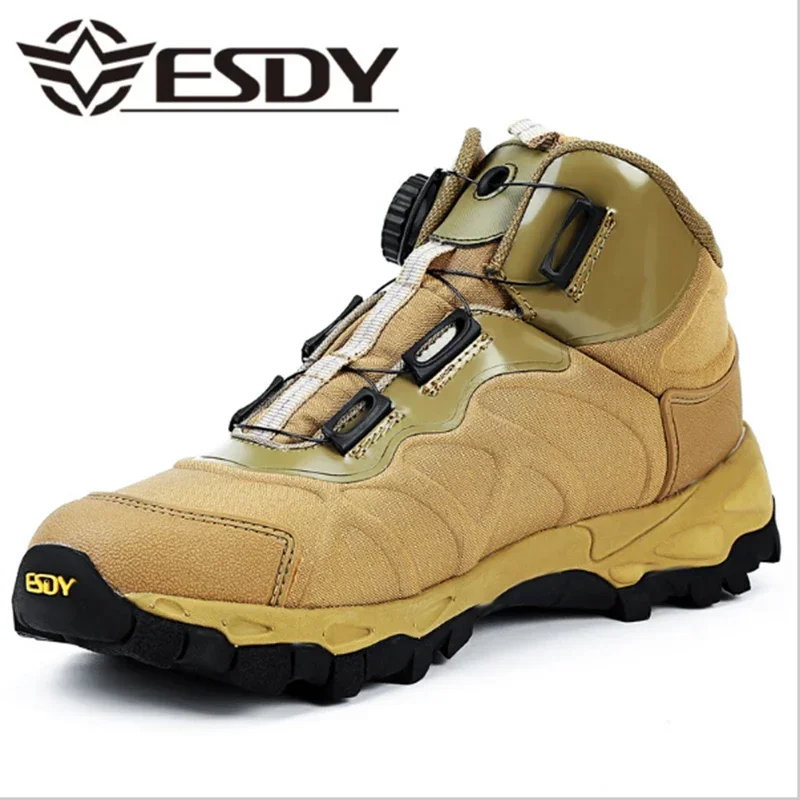 Botines tácticos de invierno para hombre, botas de combate para el desierto con cordones negros a la moda, zapatos planos informales de trabajo, zapatos de senderismo para hombre