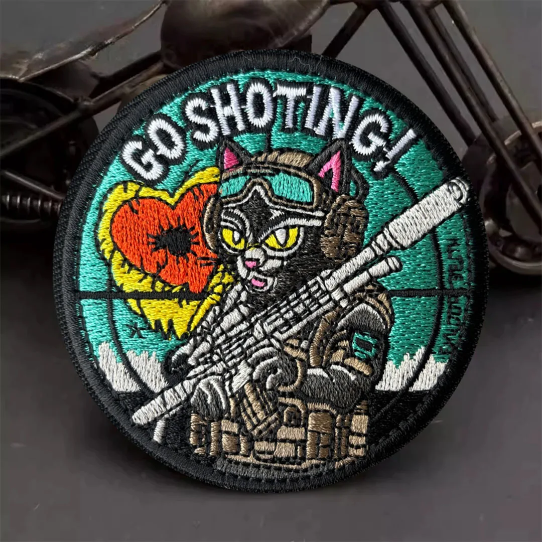 Parche bordado gato gamer airsoft con cierre para mochila - imagen 2