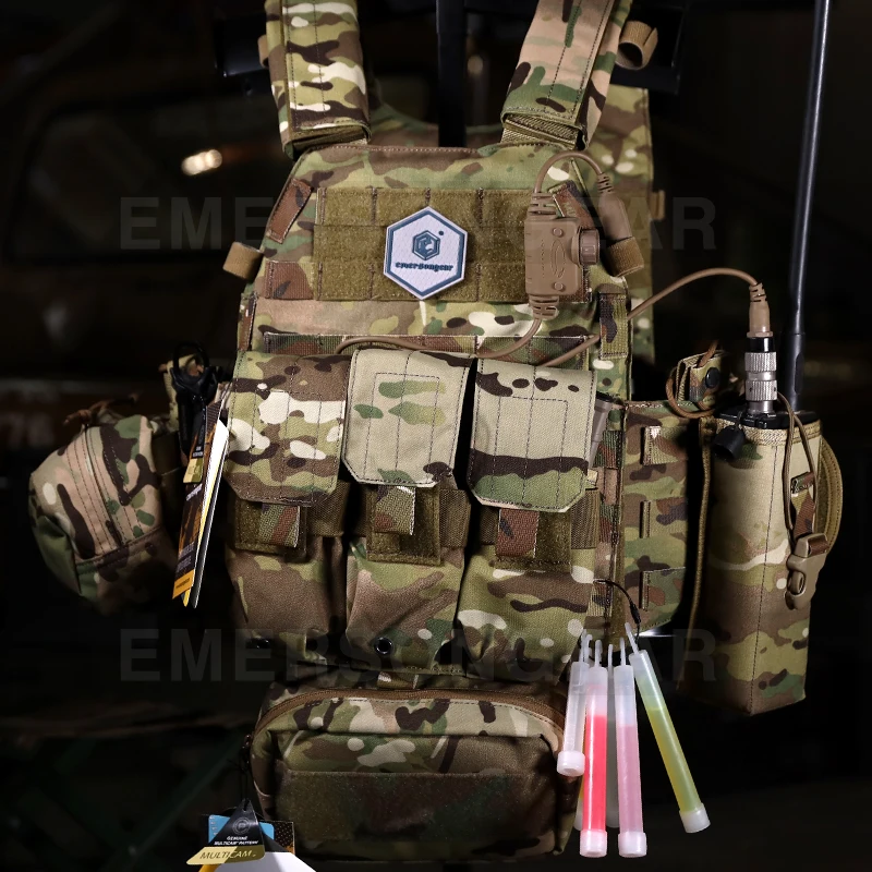 Emersongear LBT 6094A estilo portador de placa con 3 bolsas chaleco táctico equipo de protección caza combate Nylon EM7440 - imagen 3
