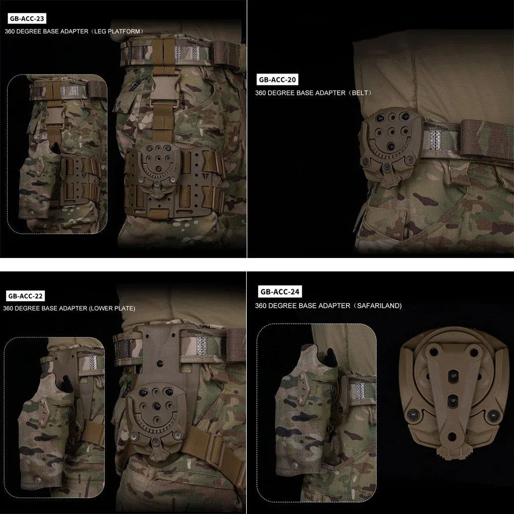 Adaptador de funda táctica para pistola de caza, accesorio Modular de montaje de Base Molle para Airsoft, giratorio de 360 grados - imagen 5