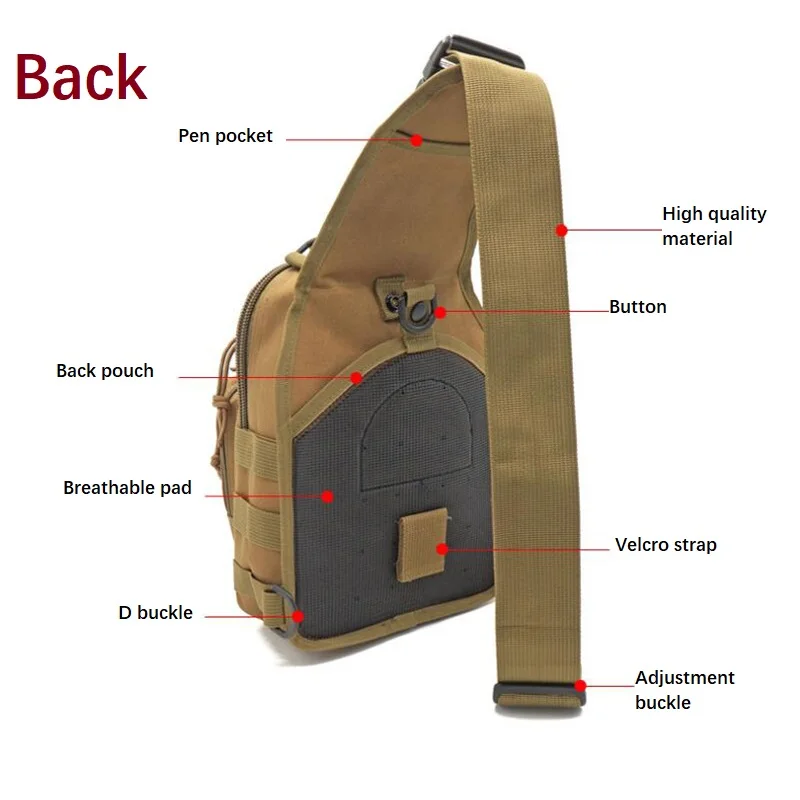 Bolsa de pecho Molle para deportes al aire libre para hombres, mochila táctica con correa para el hombro, CS, Airsoft, caza, Camping, senderismo, ciclismo - imagen 4