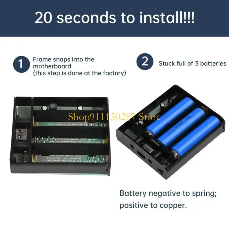 Caja almacenamiento batería J1HC 18650 con puerto DC5521 para sistemas seguridad - imagen 2