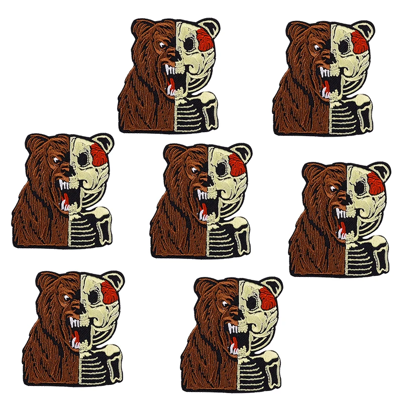 Parches bordados de animales grandes para ropa, Parche de oso para planchar para ropa, Tigre, insignia adhesiva DIY, 10 unidades por lote - imagen 4