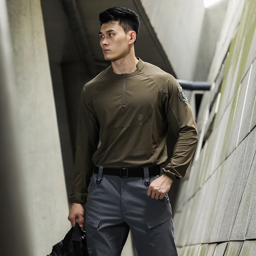 Emersongear-Camiseta con protección solar de etiqueta azul Hunter, Polo de manga larga, camisetas diarias, camiseta de Fitness ergonómica elástica UPF100 + - imagen 3