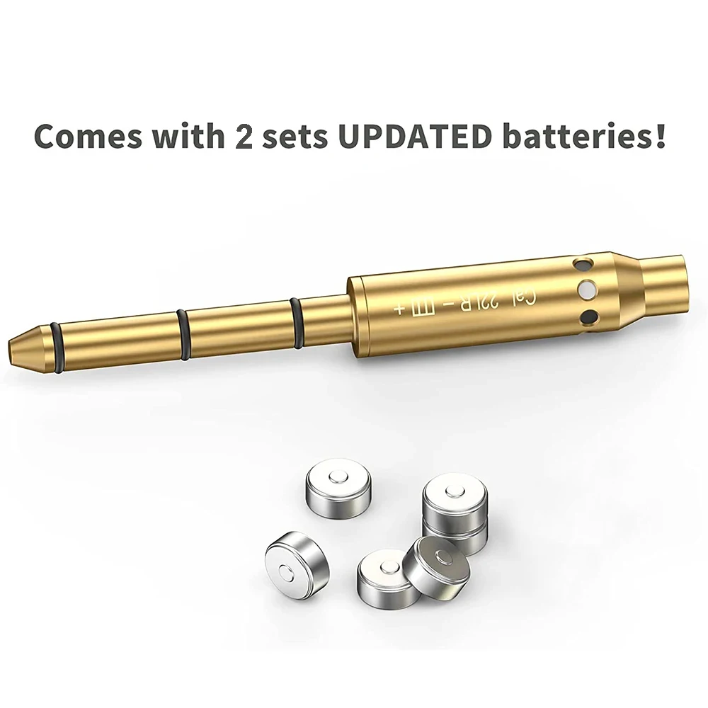 Boresighter de latón con láser rojo. 177/.223Rem/22LR/9mm/.38spl/308Win Cal barril de extremo de mira láser rojo para revólver pistolas Rifle - imagen 4