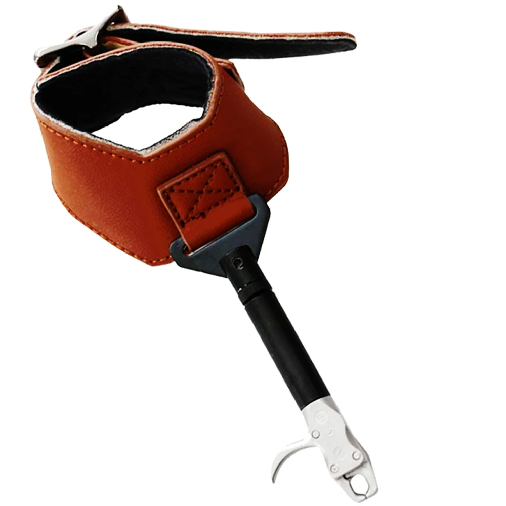 JUNXING tiro con arco lanzamiento de cuero de vaca correa ajustable accesorios de tiro con arco lanzamiento para arco compuesto caza tiro - imagen 2