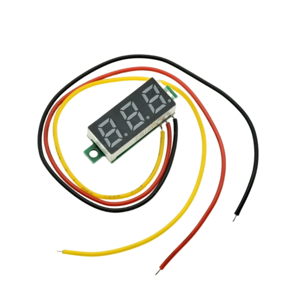 4 Uds Mini voltímetro Digital 0,28 pulgadas tres líneas 0-100V voltímetro Digital probador de calibre voltímetro de Panel de pantalla LED - imagen 2