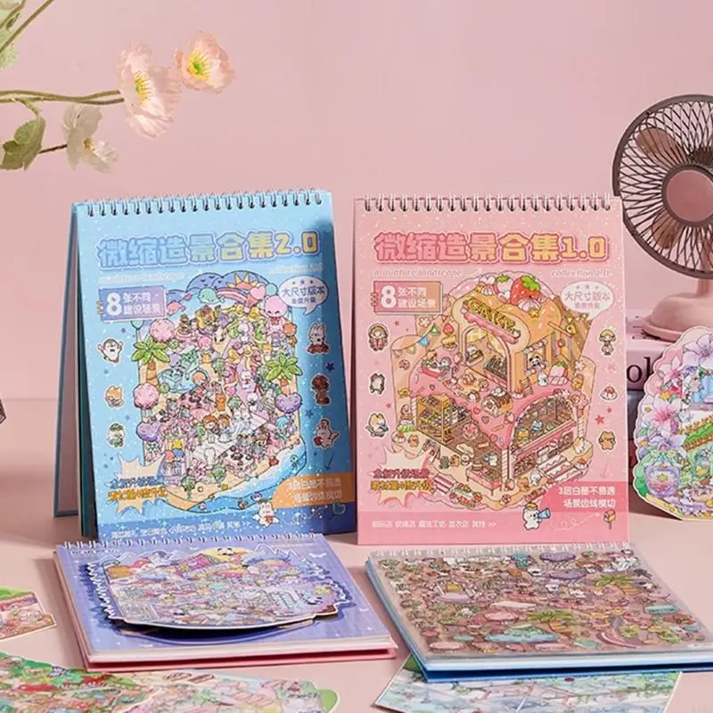 Pegatina paisaje en miniatura para mascotas, pegatina paisaje para diario, cuaderno, álbum recortes, K1KF - imagen 5