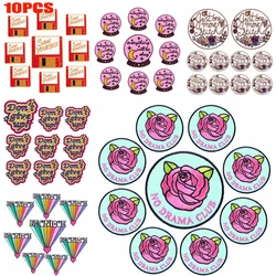 10 unids/lote, venta al por mayor, parche con letras de arcoíris de dibujos animados, parches bordados en idioma positivo, sombreros, parches para planchar DIY para ropa