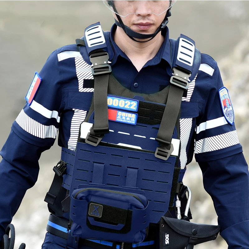 Chaleco táctico ligero, módulo Molle, equipo de entrenamiento contra incendios de extracción rápida, chaleco de rescate protector multifuncional transpirable - imagen 5