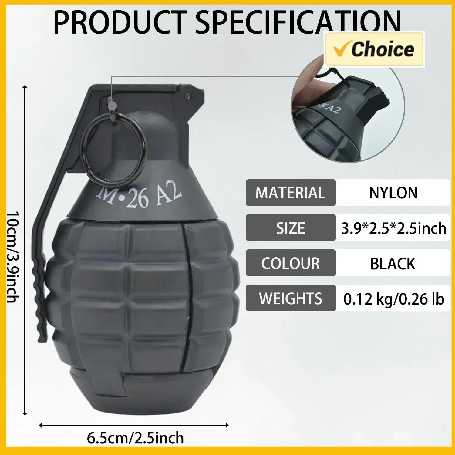 FTactical Airsoft-granadas de mano de juguete, 1 Uds., modelo M26 de plástico, anillo de tracción de impacto alimentado por resorte, juguete de Granada de agua para regalo de 14 años - imagen 3