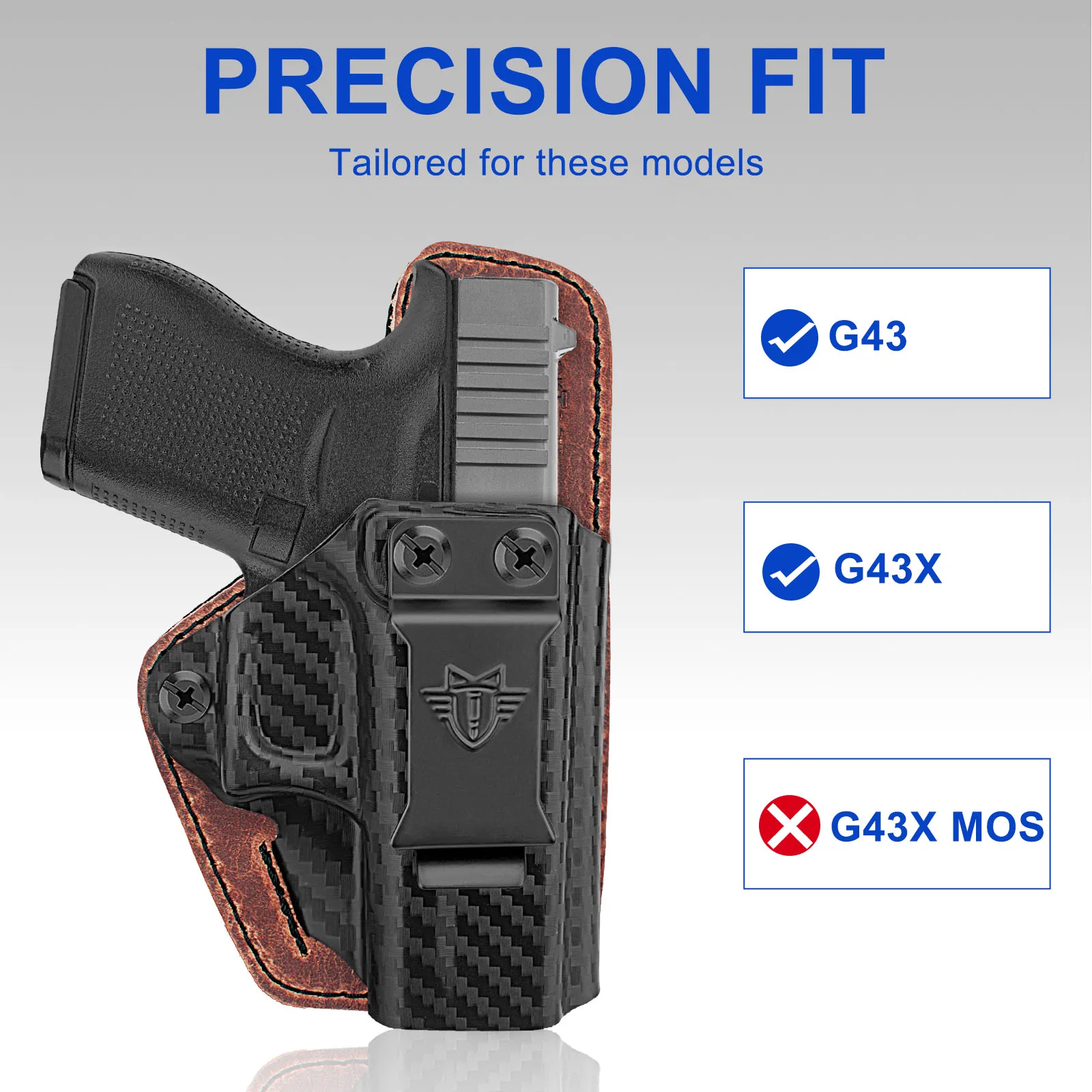 Funda IWB Kydex para pistola G43X 43, cinturilla interior, funda de transporte oculta, extracción rápida para mano derecha - imagen 4