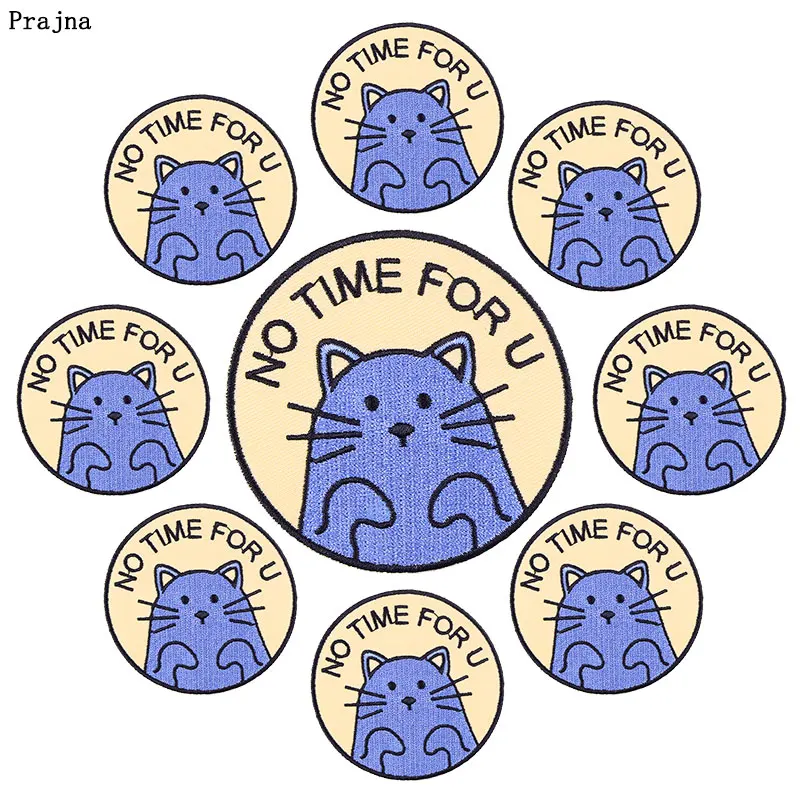 Prajna-parches bordados de gato de dibujos animados para niños, 10 piezas, DIY, apliques de animales para ropa, pegatinas, insignias - imagen 4