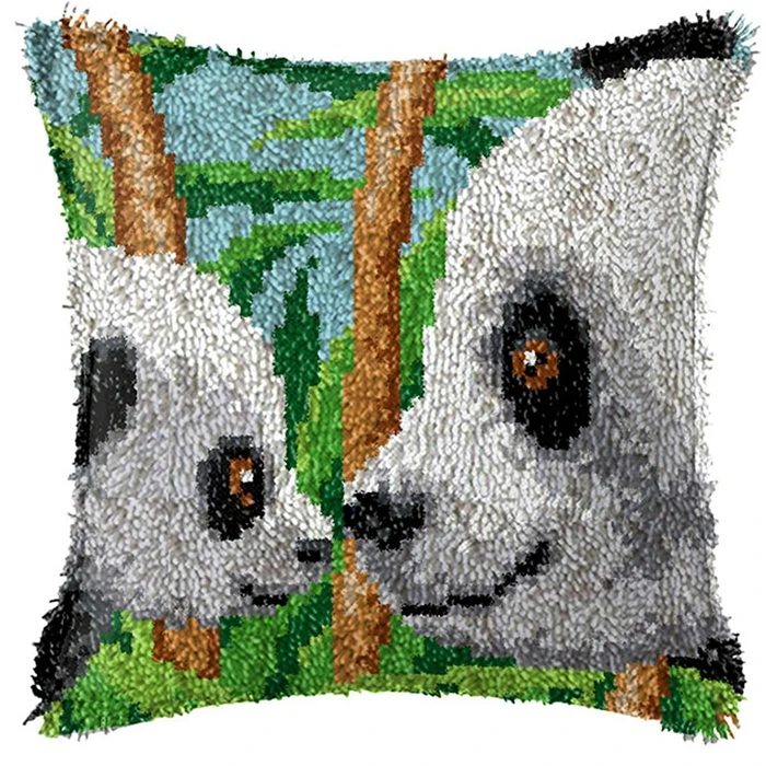 Cojín de Panda Smyrna, paquete de botón, gancho de pestillo, almohada bordada, Foamiran, juego de bordado de almohada de costura - imagen 3