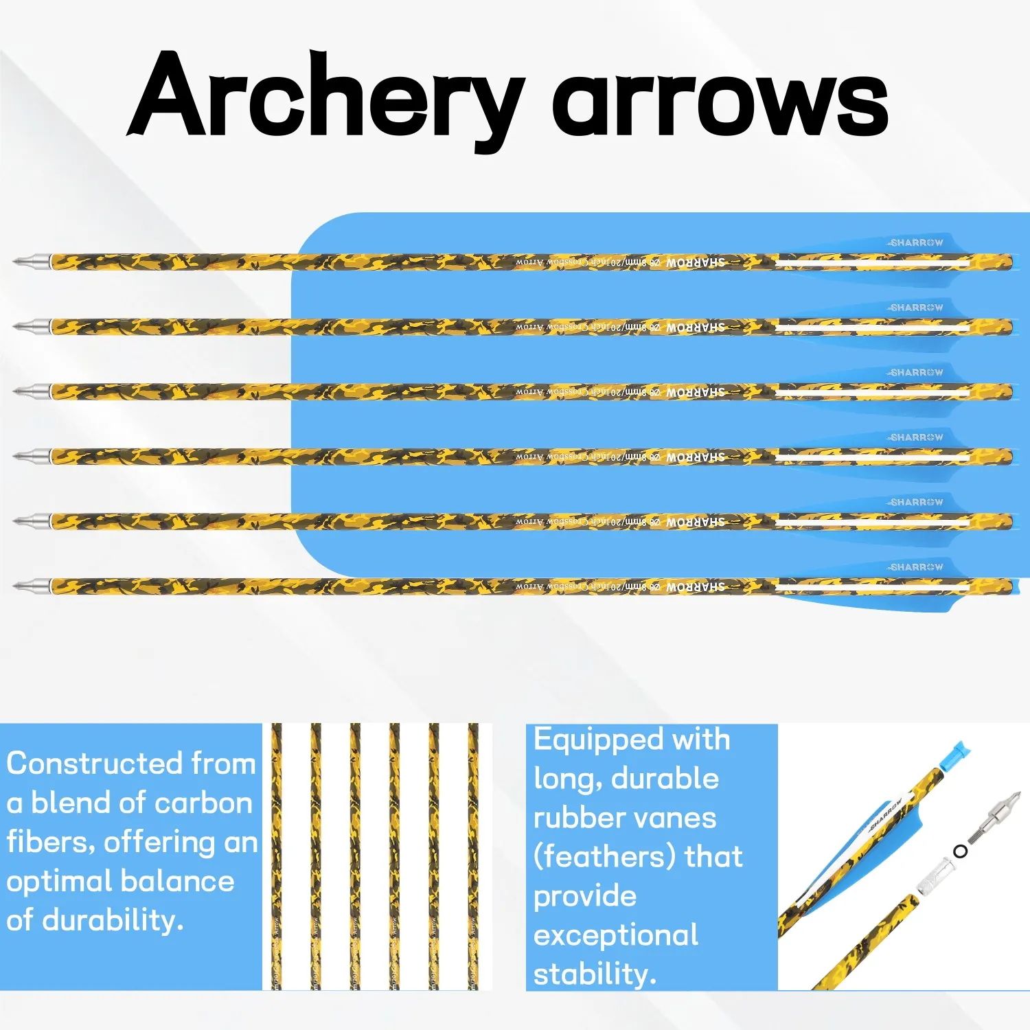 Flechas de carbono mixtas 16/18 para arco, caza y tiro - imagen 3