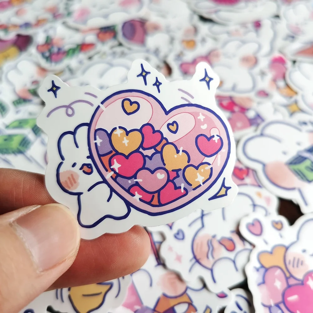 10/20/60 Uds. Pegatinas de conejo de dibujos animados Mongmong para ordenador portátil, álbum de recortes, agenda DIY, pegatina de vinilo bonita para niños, juguete para niñas - imagen 5