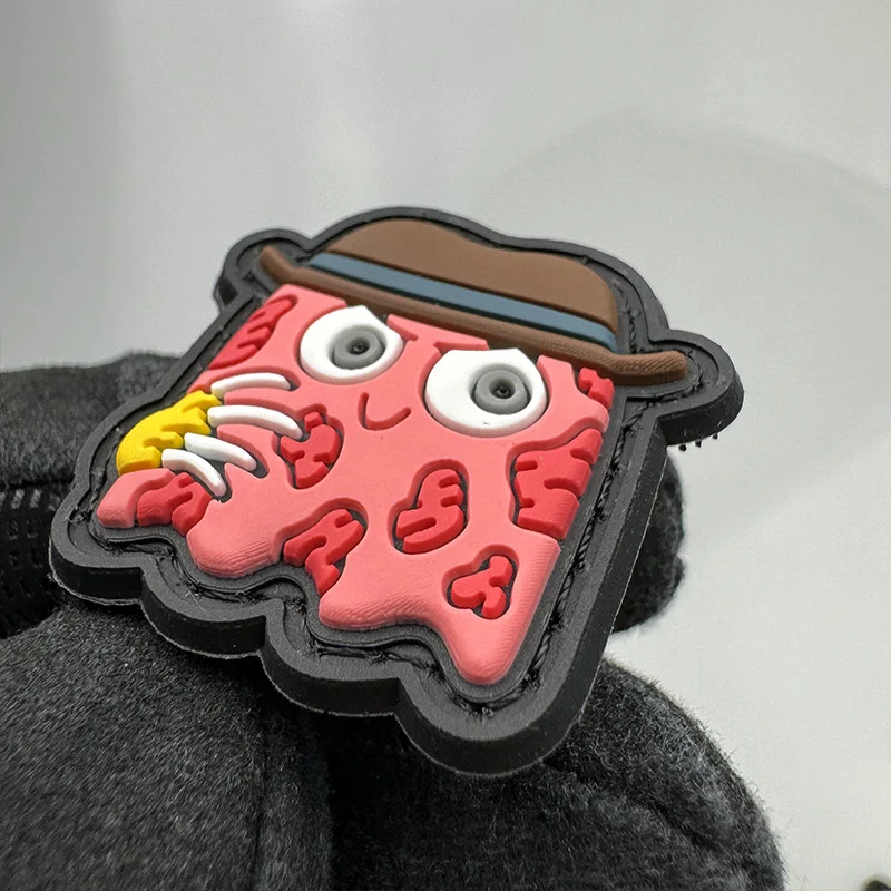 Parches de PVC de la serie Eating Bean, Mini parche de gancho y bucle, nostálgico y lindo brazalete de píxeles, insignia táctica de moral, pegatinas de mochila - imagen 5