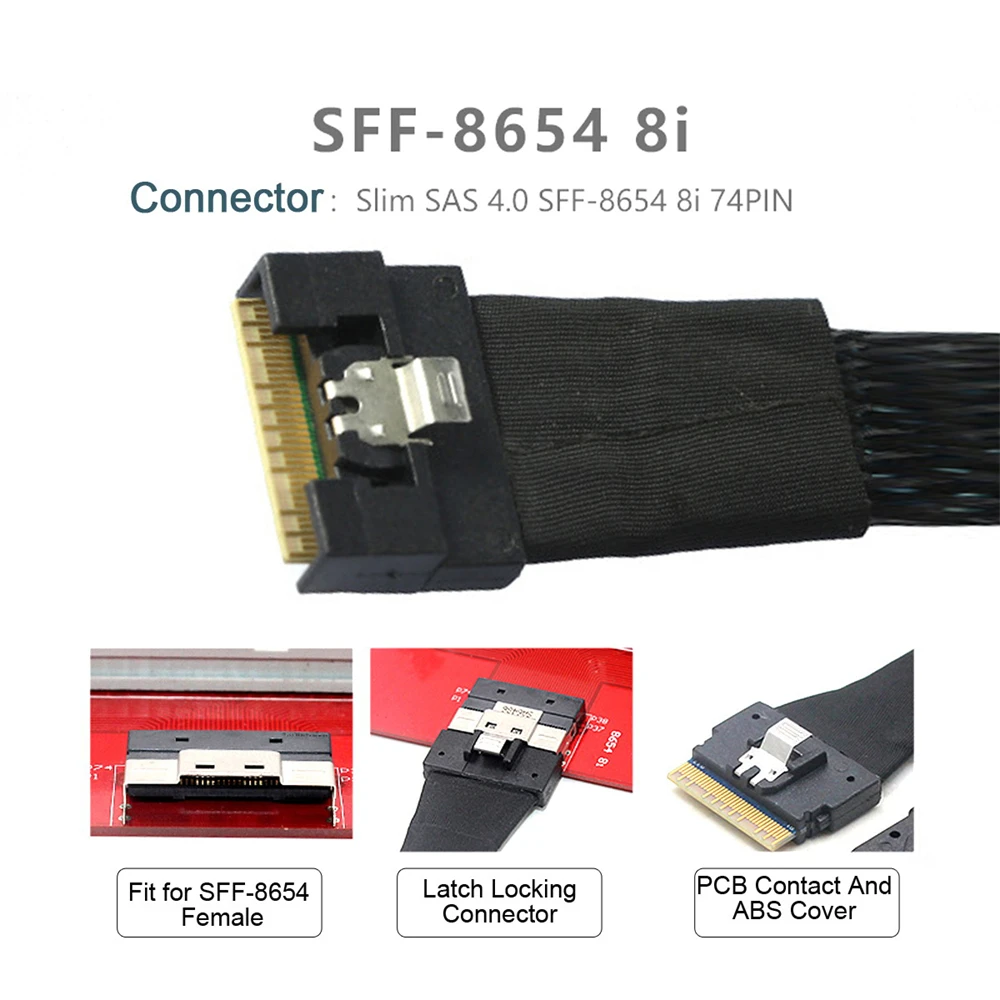 CY OCuLink-Cable activo de datos SSD de 50cm, 8x 80pin PCIe SFF-8611 a SFF-8654 8i 8x Slimline - imagen 3