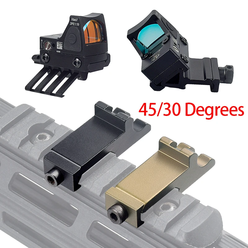 Montaje lateral de riel compensado de 45/30 grados, Metal para riel Picatinny de 20mm, Rifle AR15, mira táctica de punto rojo, linternas, montaje de alcance