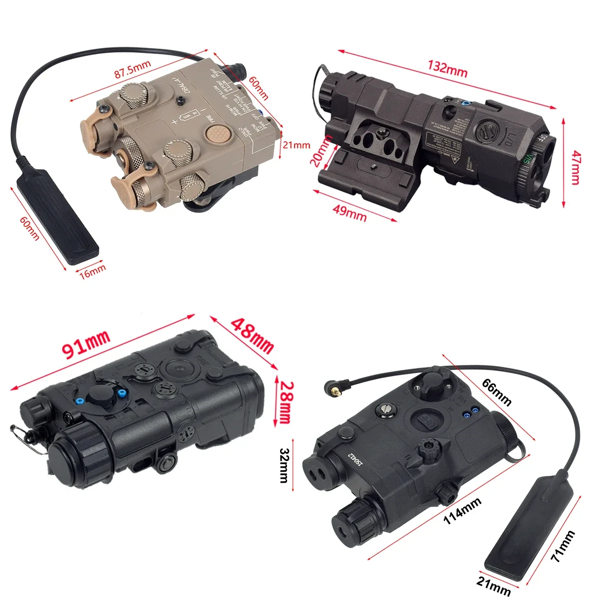PEQ-15 de plástico de nailon NGAL DBAL-A2 MAWL, Láser de Punto Verde/rojo, indicador de versión IR, luz LED para riel de 20mm, Arma de Airsoft, explorador - imagen 2