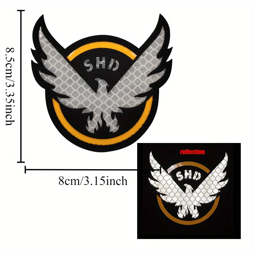 Parches bordados SHD The Division para ropa, juego de rol de tiro, brazalete táctico con alas, insignia de gancho y bucle en mochila - imagen 4