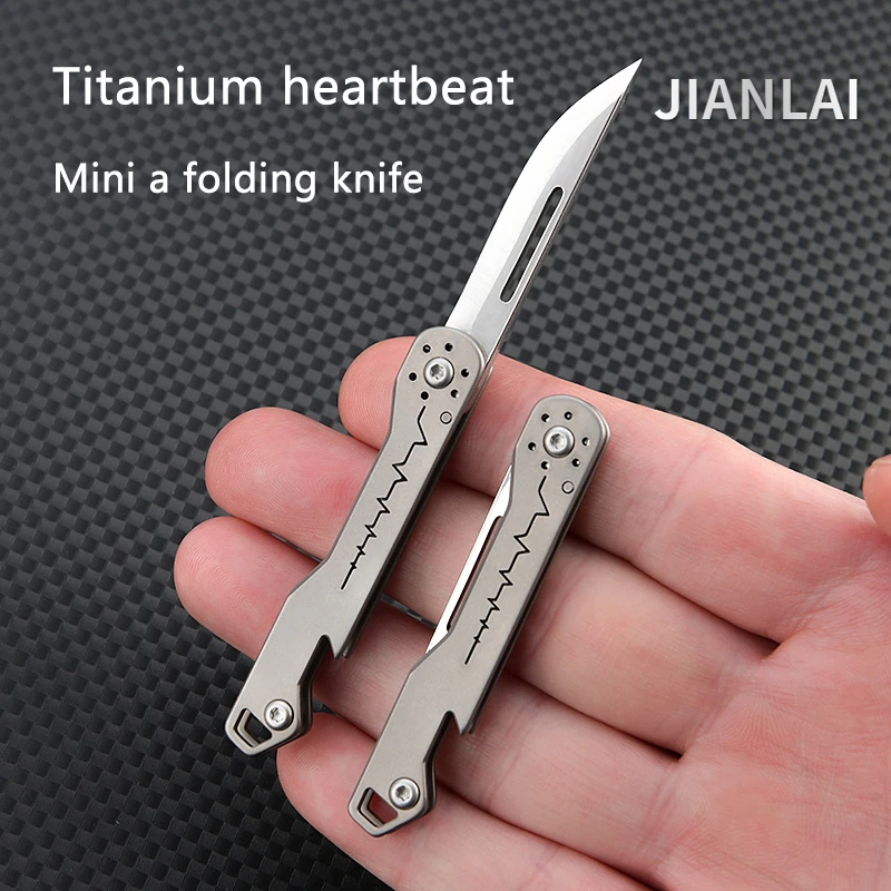 Mini cuchillo plegable titanio con abrebotellas – Llavero táctico