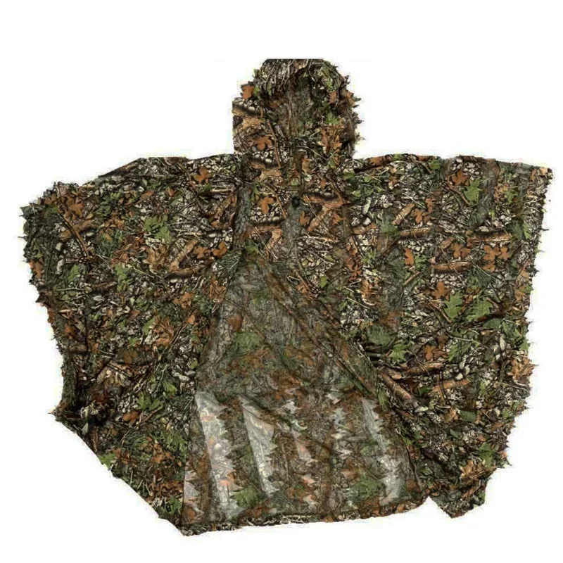 Camuflaje de caza capa de hoja 3D Yowie Ghillie Poncho abierto transpirable tipo camuflaje Poncho para observación de aves cortavientos traje de francotirador equipo - imagen 5