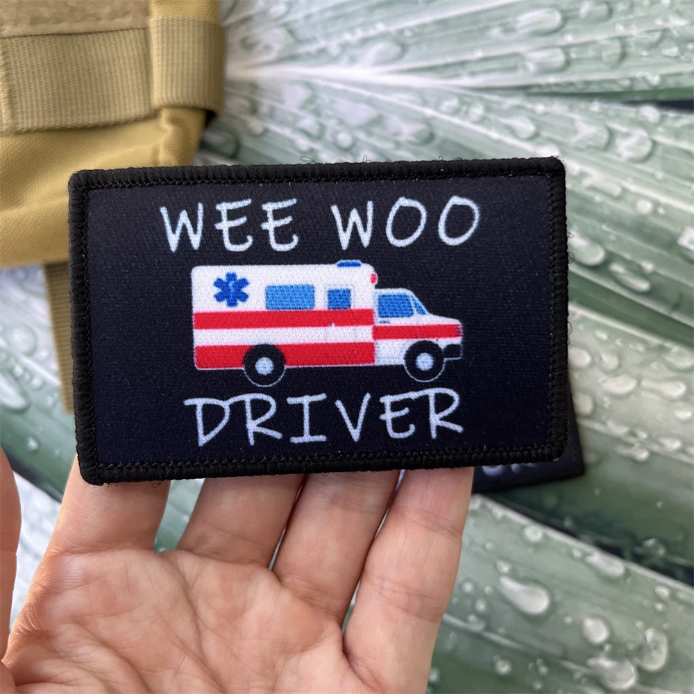 Parche de conductor Wee Woo, parches de insignia de moral de conductor de bomberos EMT o ambulancia, pegatinas impresas para mochila del ejército táctico - imagen 2