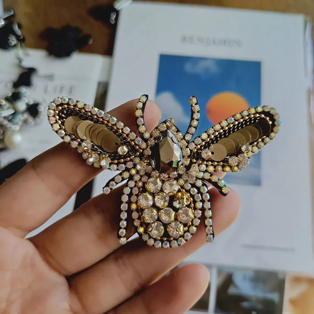 Parches coloridos AB con cuentas de abeja y diamantes, parche para coser para ropa, apliques de cuentas, parche bonito, ropa decorativa con diamantes de imitación - imagen 3