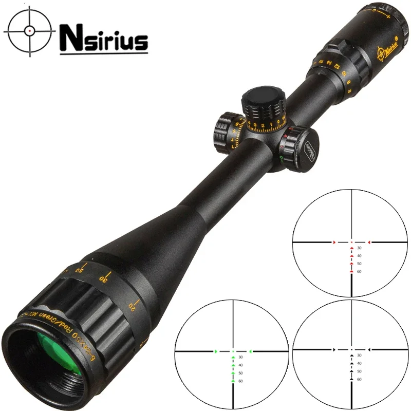NSIRIUS 6-24X50 AOE mira telescópica táctica dorada mira óptica rojo verde llluminate mira telescópica para Rifle de caza