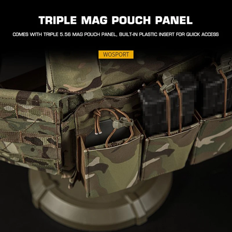 WOSPORT Chaleco de caza portador táctico sistema MOLLE ajustable equipo al aire libre para entrenamiento táctico equipo de aventura multicolor - imagen 3