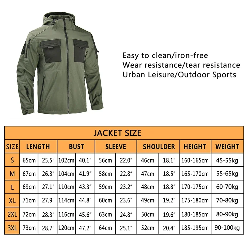 HAN WILD-abrigos de lana de combate Airsoft, chaqueta táctica Softshell, chaquetas a prueba de viento, abrigo de Camping, rompevientos, senderismo, Invierno - imagen 2