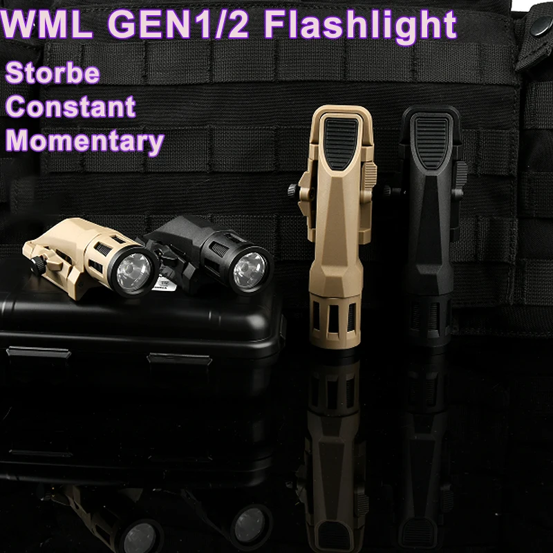 WADSN WML GEN1/2 luz LED estroboscópica táctica Airsoft casco linterna iluminador almacenamiento momentáneo constante 3 modos versión larga - imagen 2