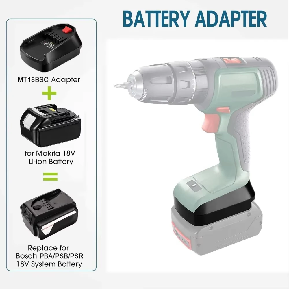 Convertidor adaptador de batería MT18BSC para batería de iones de litio Makita de 18V, conversión a herramientas eléctricas de la serie Bosch PBA - imagen 2