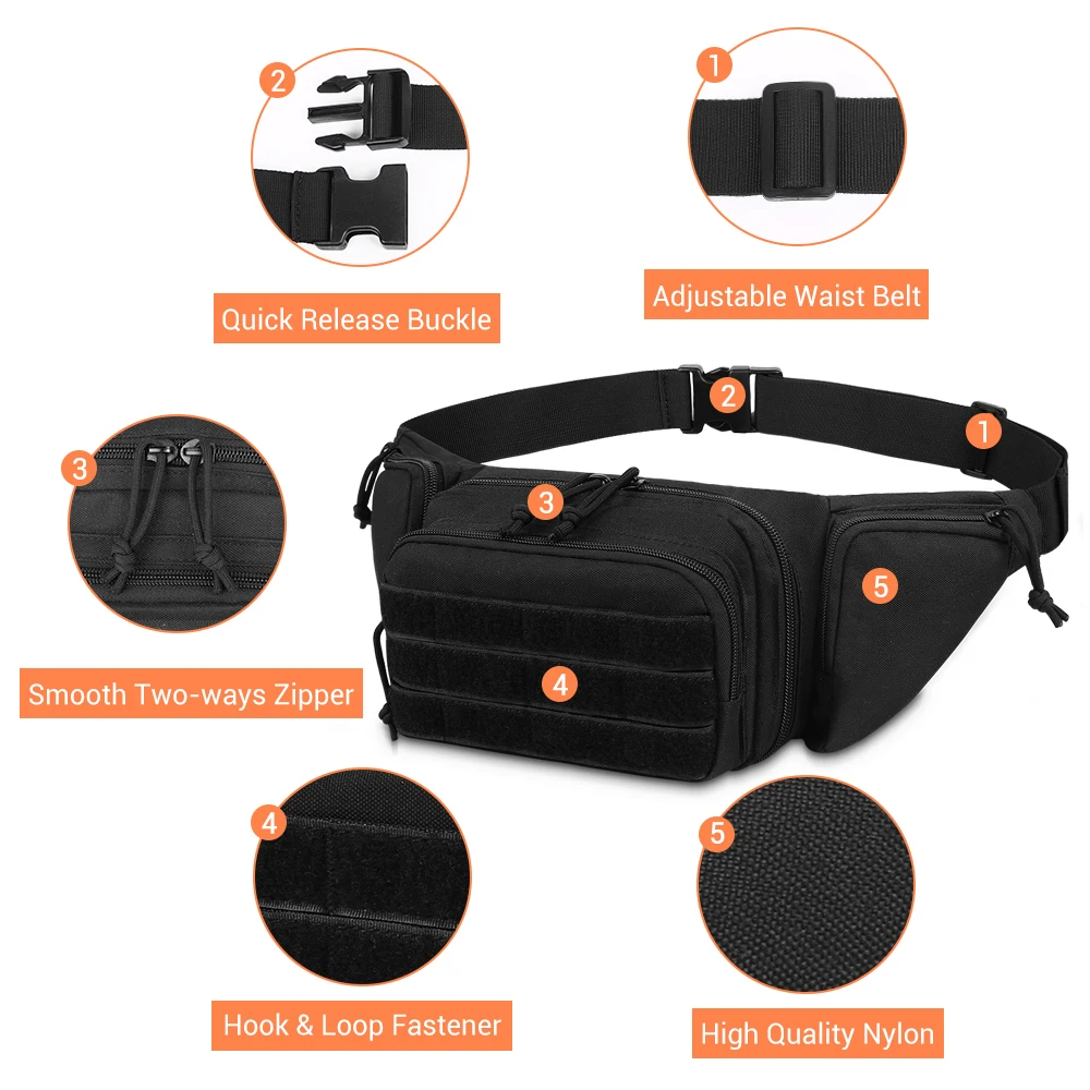 Riñonera táctica para pistola, riñonera oculta para pistola, funda para pistola, riñonera para senderismo al aire libre, bolsa para teléfono para caza y Camping - imagen 3