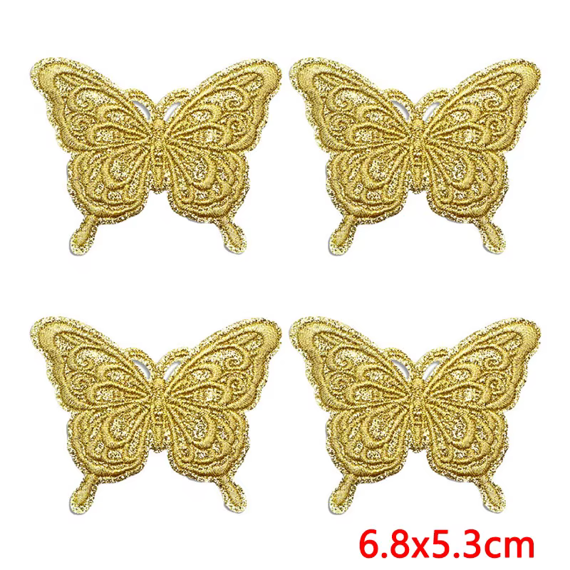 Parche bordado termoadhesivo lazo y mariposa con brillo para ropa - imagen 3