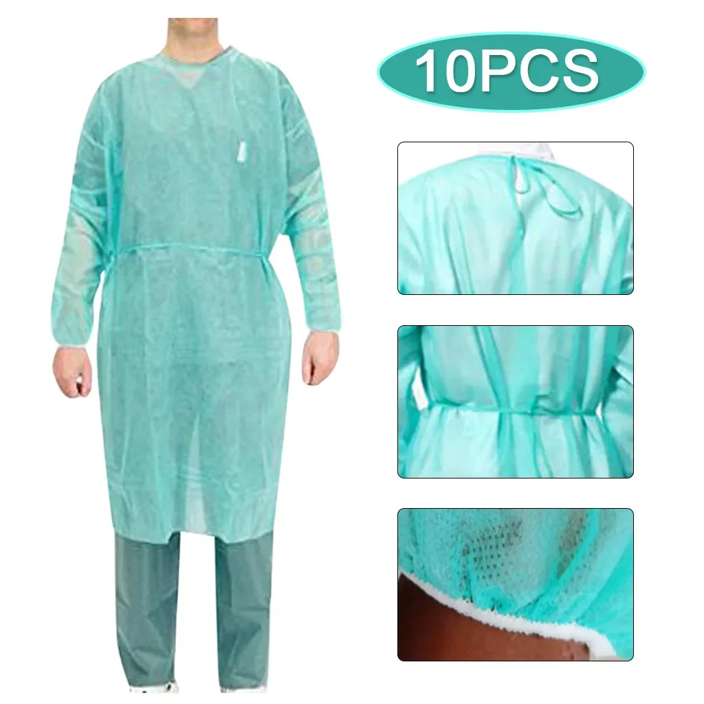 Ropa de aislamiento protectora desechable Unisex, bata de lactancia antiniebla, impermeable, antimanchas de aceite, 10 Uds. - imagen 4