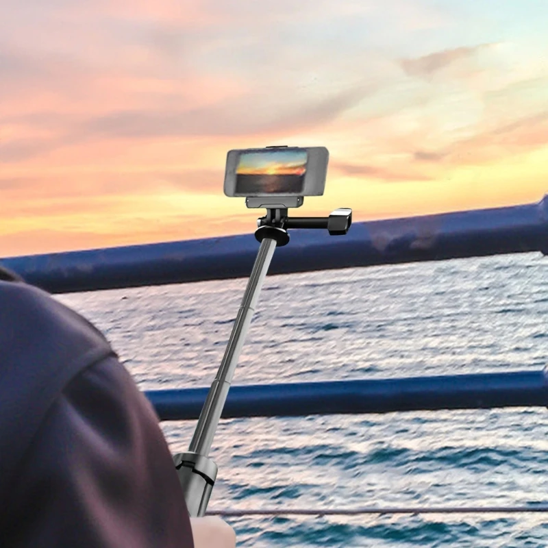 Trípode Selfie extensible de aluminio con postes de 3 secciones, soportes para cámara de teléfono, mango compacto para viajes Vlog K1KF - imagen 3