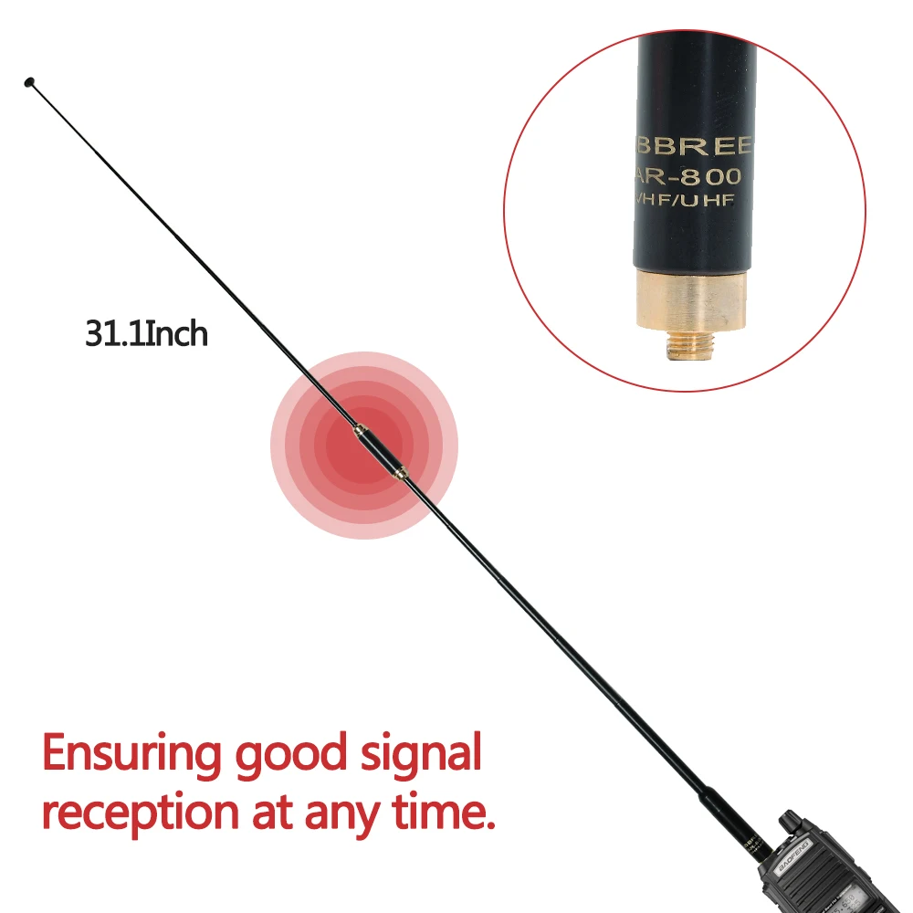 ABBREE AR-800 antena telescópica SMA hembra/macho/BNC banda Dual VHF/UHF 144/430MHz para Baofeng Walkie Talkie UV5R UV-32 Ham Radio - imagen 3