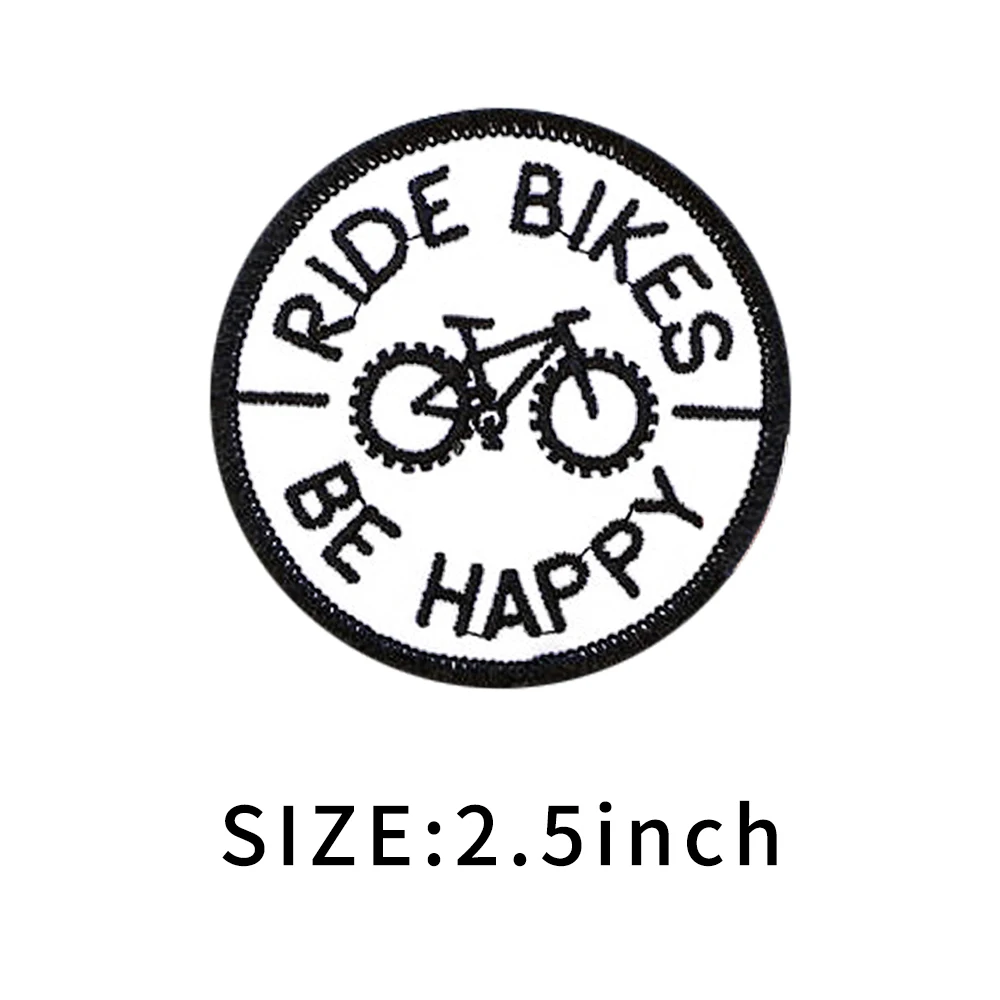Ride Bikers-parches bordados para planchar, gorra de ropa de 2,5 pulgadas de diámetro, insignia bordada BE HAPPY, regalos de buena calidad - imagen 2