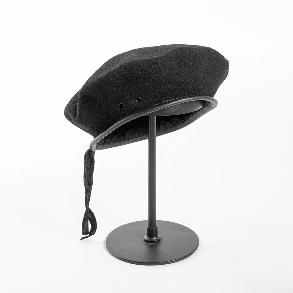 Boina militar Boina de lana 100% Boina de soldados Boina de guardia de acampada militar con ojal ventilado y boina de encuadernación ajustable - imagen 4